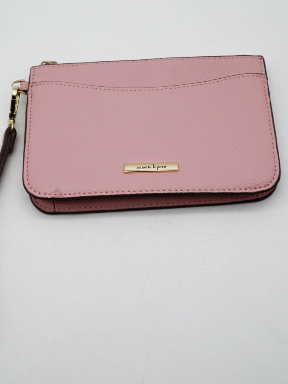 Nanette Lepore Faux Pebbled Leather Wristlet Wallet Purse Pink Preppy